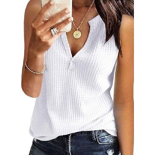 

Solid V-Neckline Sleeveless T-shirts