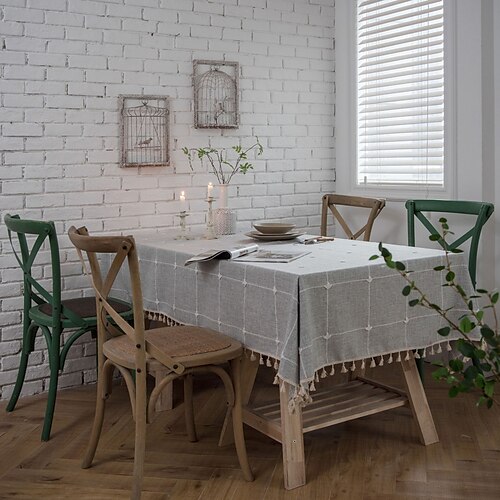 

Pastoral Tablecloth Cotton Linen Fabric Table Cloth - Washable Table Cover with Dust-Proof Wrinkle Resistant for Restaurant, Picnic, Indoor and Outdoor Dining, Floral