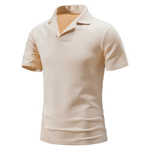 

Men's T shirt Solid Color Vintage Turndown Casual Daily Short Sleeve Tops Retro Wine White Black