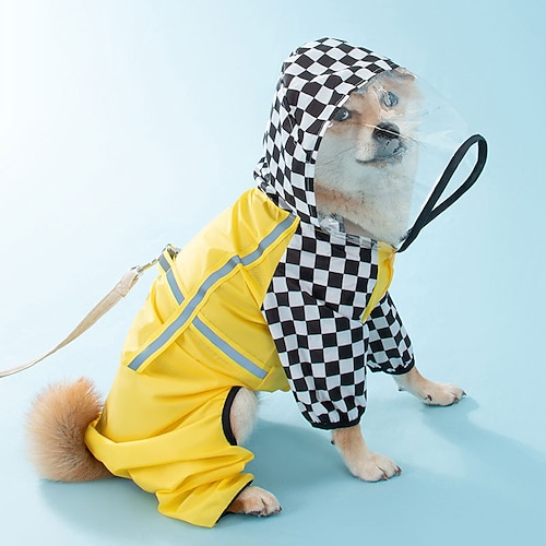 

Cute Pet Dog Raincoat,Rain Jacket Full Body Coverage with Hat, Reflective Night Light Strip,Double Layered Waterproof Rain Jacket, Bear Shape Pet Dog Hooded Cloak