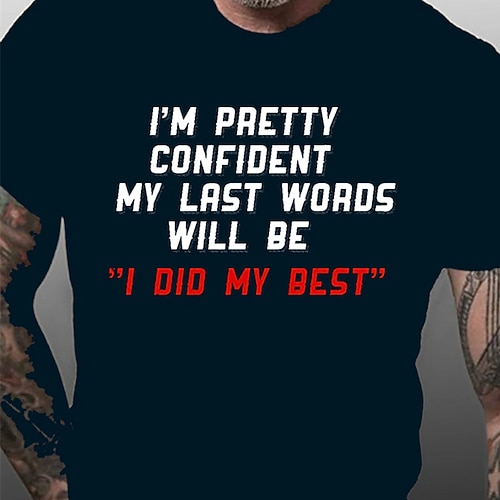 

Men's T shirt Hot Stamping Graphic Letter Crew Neck Street Casual Print Short Sleeve Tops Basic Fashion Classic Comfortable Black Dark Gray Navy Blue