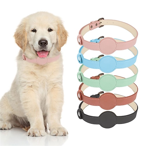 

Phone Case For Apple AirTag Airtag Dog Collar AirTag Anti-lost Locator Tracker Solid Colored Fiber PU Leather