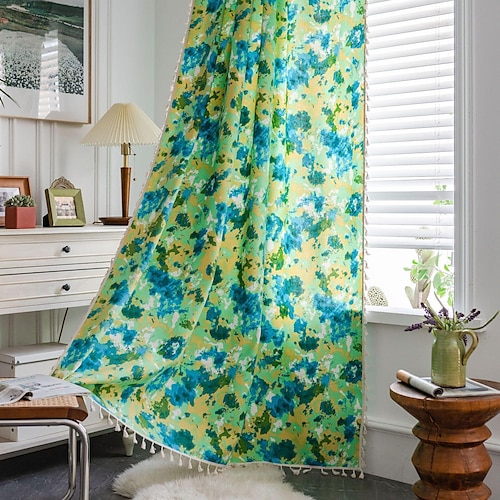 

1 Panel Home Curtain Drapes Cotton Linen Semi-Blackout Room Darkening Ruffle Farmhouse Window Treatments Living Room Bedroom Nursery