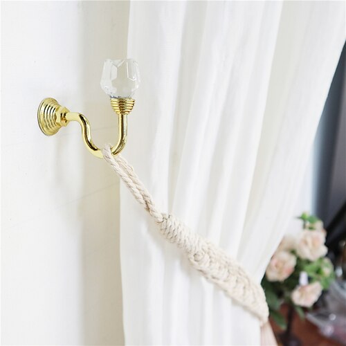 

2Pcs Crystal Rose Shape Curtain Rope Holdbacks Wall Hook