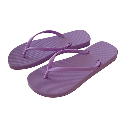 

Women's Flip-Flops Flat Sandals Flat Heel Round Toe Open Toe Elegant Casual Daily PVC Loafer Spring Summer Solid Colored White Purple Royal Blue