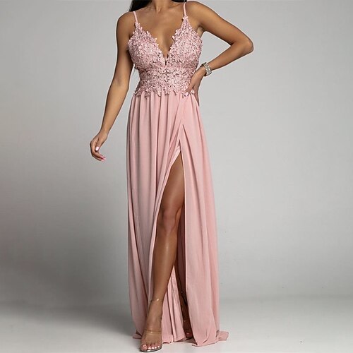 

Women's Party Dress Long Dress Maxi Dress Green Pink Sleeveless Floral Split Spring Summer Spaghetti Strap Hot Party Weekend Loose Fit 2022 S M L XL XXL