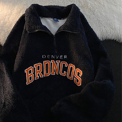 

Women's Pullover Zip Sweatshirt Sherpa Fleece Teddy Zipper Green Black Loose Fit Casual V Neck Long Sleeve M L XL XXL