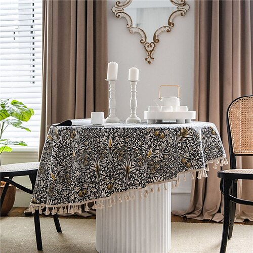 

Farmhouse Style Perris Pastoral Tablecloth Cotton Linen Fabric Table Cloth,Washable Table Cover Dust-Proof Wrinkle Resistant for Restaurant, Picnic, Indoor and Outdoor Dining