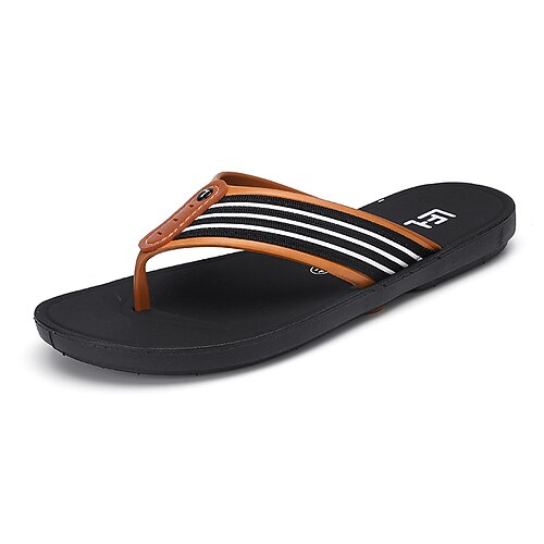 

Men's Slippers Flip-Flops Casual Classic Home Daily Rubber Light Brown Black Spring Summer