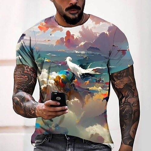 

Men's Tee T shirt 3D Print Graphic Round Neck Casual Daily 3D Print Short Sleeve Tops Fashion Designer Cool Comfortable Pink