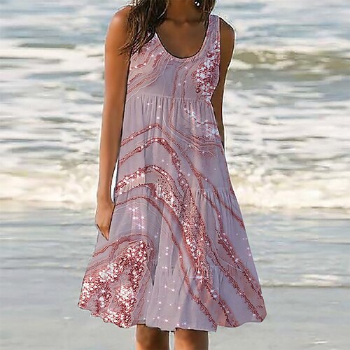 

Women's Shift Dress Short Mini Dress Gray Pink Sleeveless Color Gradient Pocket Print Spring Summer U Neck Casual Vacation 2022 S M L XL XXL 3XL