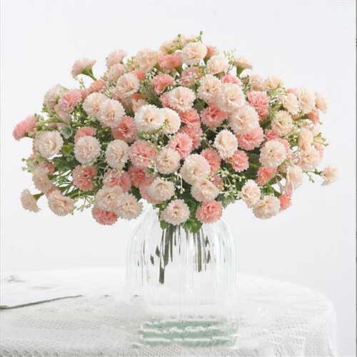 

kunstig blomster bryllup bordplate 1 stk haug med 20 nelliker, falske blomster til bryllup bue hage vegg hjemme fest hotell kontor arrangement dekorasjon