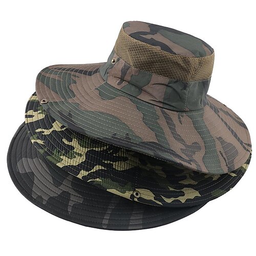 

Men's Women's Sun Hat Fishing Hat Hiking Hat Boonie hat Wide Brim Summer Outdoor UV Sun Protection Sunscreen UV Protection Breathable Hat Camouflage Mesh Green camouflage Black camouflage Navy blue