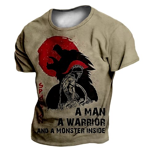 

Men's Unisex T shirt 3D Print Graphic Wolf Shadow Crew Neck Street Daily Print Short Sleeve Tops Casual Designer Big and Tall Papa T Shirts Khaki / Summer