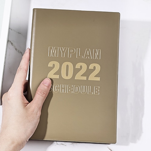 

2022 Daily Weekly Monthly A5 5.8×8.3 Inch Classic PU Hardcover Agenda Memory Ribbon Bookmark Planner 352 Pages for School Office Business