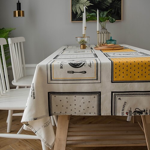 

Pastoral Tablecloth Cotton Linen Fabric Table Cloth - Washable Table Cover with Dust-Proof Wrinkle Resistant for Restaurant, Picnic, Indoor and Outdoor Dining, Floral