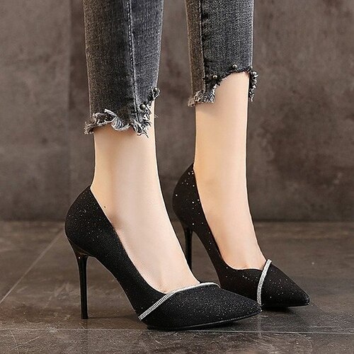 

Women's Heels Work Daily Plus Size Summer High Heel Round Toe Minimalism Walking Shoes Synthetics Loafer Solid Colored Black Gold