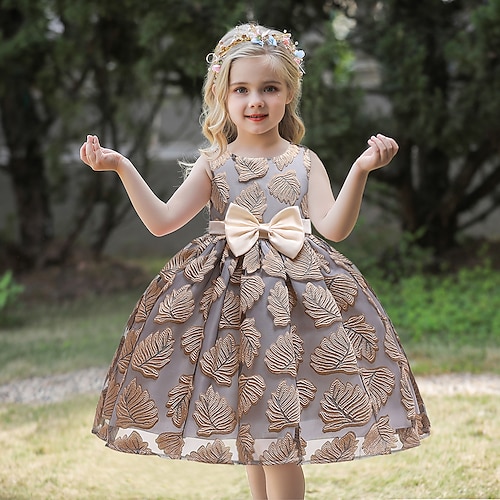 

Kids Little Girls' Dress Plain Skater Dress Party Daily Bow Beige Knee-length Sleeveless Princess Cute Dresses Children's Day Spring Summer Slim 3-10 Years