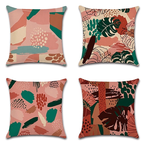 

Tropical Double Side Cushion Cover 4PC Soft Decorative Square Throw Pillow Cover Cushion Case Pillowcase for Sofa Bedroom Superior Quality Machine Washable