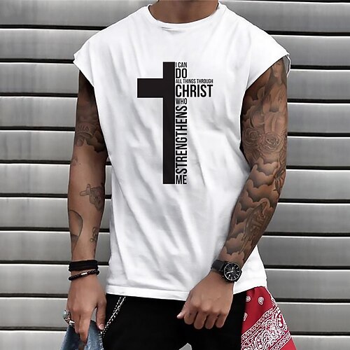 

Men's Unisex T shirt Hot Stamping Graphic Prints Cross Crew Neck Street Daily Print Cap Sleeve Tops Casual Designer Big and Tall Sports Black / White Black / Summer