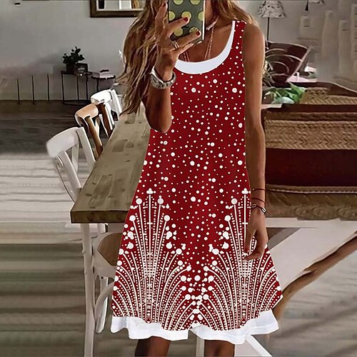 

Women's Casual Dress Midi Dress Black Blue Pink Sleeveless Polka Dot Print Spring Summer V Neck 2022 S M L XL XXL 3XL 4XL 5XL