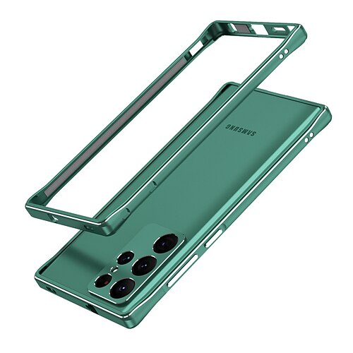 

Phone Case For Samsung Galaxy Bumper S22 S22 Plus S22 Ultra Support Wireless Charging Solid Colored Aluminum Alloy