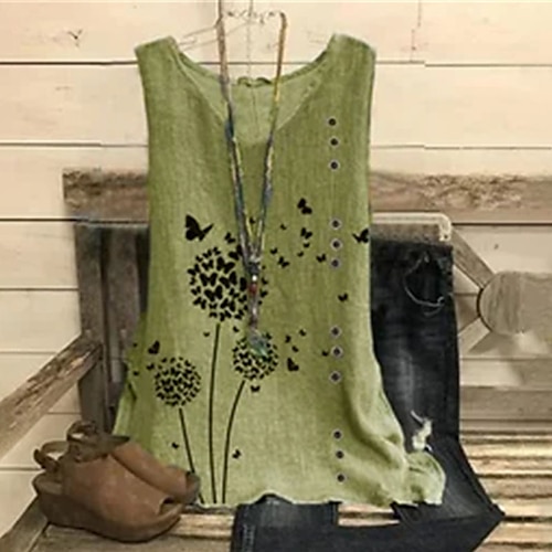 

Mujer Talla extra Tops Camiseta Mariposa Animal Estampado Sin Mangas Escote en Pico Sensual Ropa de calle Diario Vacaciones Poliéster Primavera Verano Verde Trébol Azul Piscina / Talla Grande