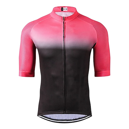 

21Grams Men's Cycling Jersey Short Sleeve Bike Top with 3 Rear Pockets Mountain Bike MTB Road Bike Cycling Breathable Quick Dry Moisture Wicking Reflective Strips Rosy Pink Gradient Polyester Spandex