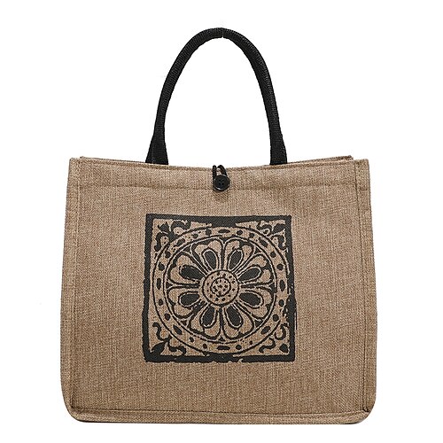 

Women's Tote PU Leather Geometric Daily Khaki Brown