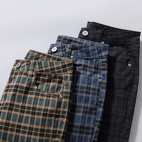 

Men's Stylish Casual / Sporty Chino Shorts Zipper Pocket Short Pants Sports Outdoor Daily Micro-elastic Tartan Cotton Blend Comfort Breathable Mid Waist Black Khaki Royal Blue 31 32 33 34 36