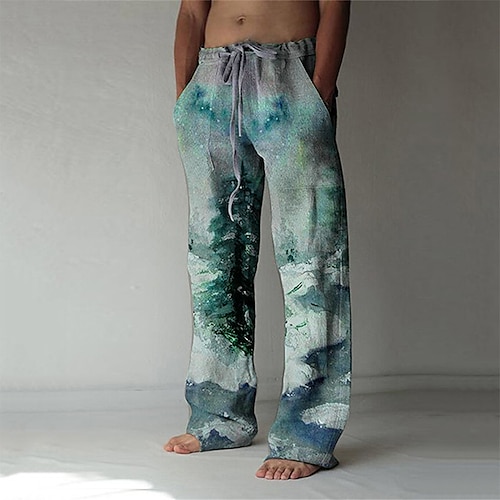 

Hombre Pantalones Pantalones de verano Holgado Pantalones de playa Diseño de cordón elástico Bolsillo delantero Pierna recta Estampados Pintada Comodidad Suave Casual Diario Para vacaciones Moda Ropa