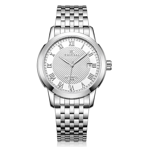 

WEISIKAI Mechanical Watch for Men Analog Automatic self-winding Classic Style Minimalist Waterproof Calendar Alloy Stainless Steel Fashion