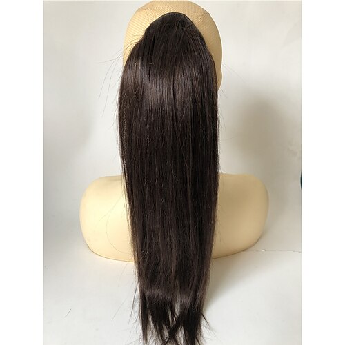 

Human Hair Drawstring Ponytail For Black Women 8A Brazilian Virgin Straight 95-100g Clip In Ponytail Extension One Piece Human Hair Pieces For Black Women 2# Dark Brown