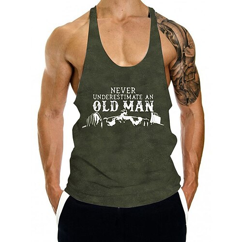 

Men's Tank Top Vest 3D Print Graphic Prints Letter Crew Neck Daily Sports Print Sleeveless Tops Fashion Classic Designer Comfortable Green / Summer