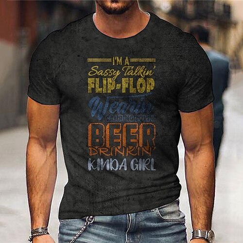 

Men's Unisex T shirt 3D Print Graphic Prints Letter Crew Neck Street Daily Print Short Sleeve Tops Casual Designer Big and Tall Papa T Shirts Black / Summer