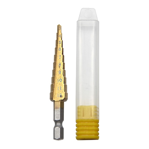 

HSS Step Drill Bits 3mm-12mm Straight flute Power Tools 1/4 Hex Shank Wholesale Price 10 steps metal Drilling Titanium