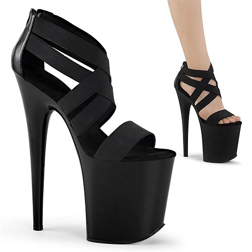 

Damen Sandalen Party Strand Schnalle Pumps Runde Zehe Peep Toe PU Leder Halbschuhe Einfarbig Schwarz / weiss Klar Schwarz