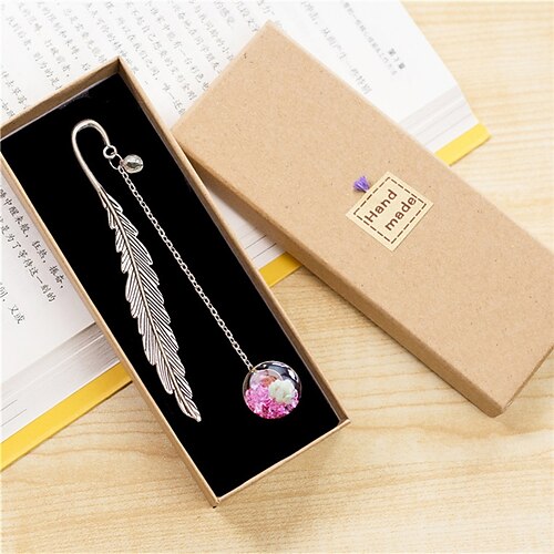 

Metal Bookmark Flower Feather Plant Creative Delicate Page Markers Metal Aesthetic Pendant Bookmark for Student Women Gifts 11.511.5 inch