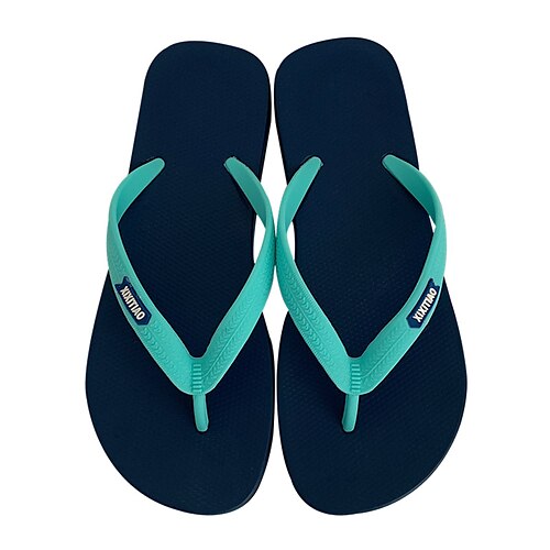 

Women's Unisex Slippers Flip-Flops Flat Sandals Flat Heel Round Toe Open Toe Elegant Casual Daily PVC Loafer Spring Summer Color Block Black / White White / Blue Blue