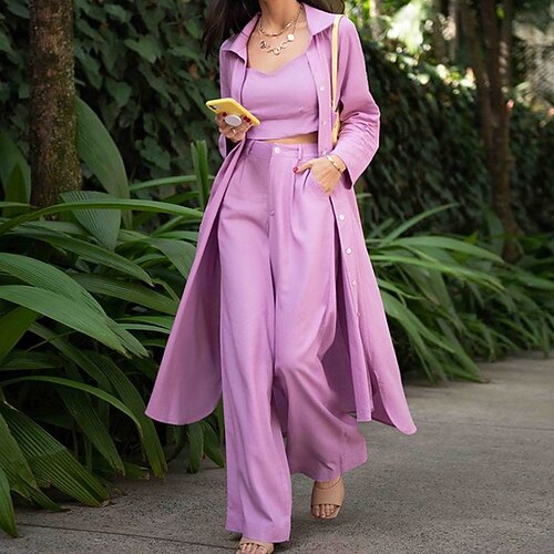 

Women's Suits Blazer Outdoor Street Daily Spring Summer Long Coat Regular Fit Breathable Streetwear Elegant Jacket Long Sleeve Solid Color Pocket Black Purple