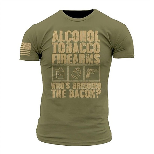 

Men's T shirt 3D Print Graphic Letter Crew Neck Street Casual Print Short Sleeve Tops Basic Fashion Classic Comfortable Army Green / Sports / Summer