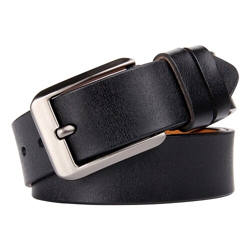 

Men's Leather Belt Genuine Leather Cowhide Prong Buckle Geometric Formal Classic Wedding Daily Black Wine Brown Coffee