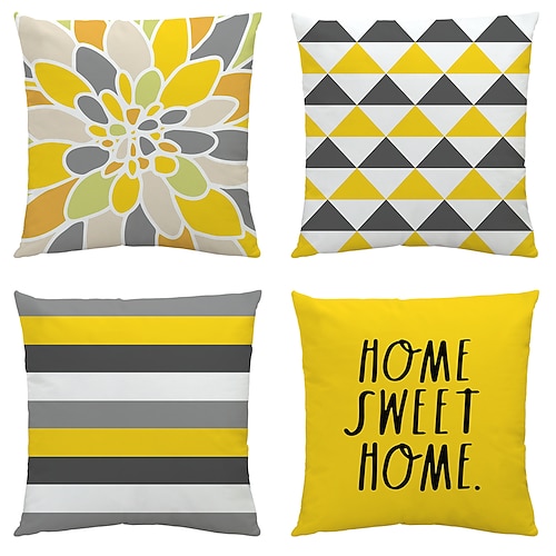

Geometric Cushion Cover 4PCS Soft Decorative Square Throw Pillow Cover Cushion Case Pillowcase for Sofa Bedroom 45 x 45 cm (18 x 18 Inch) Superior Quality Machine Washable