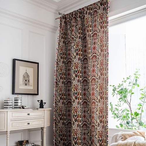 

1 Panel Home Curtain Drapes Cotton Linen Semi-Blackout Room Darkening Ruffle Farmhouse Window Treatments Living Room Bedroom Nursery