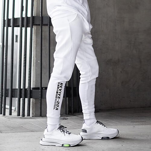 

Men's Trousers Sports Skinny Tights Drawstring Full Length Pants Daily Leisure Sports Micro-elastic Letter Soft Sports Mid Waist Blue White Black M L XL XXL 3XL