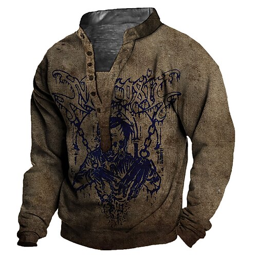 

Men's Unisex Sweatshirt Pullover Graphic Prints Skull Print Casual Daily Sports 3D Print Casual Designer Hoodies Sweatshirts Brown