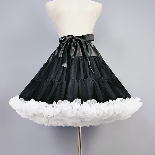 

Goth Girl 1950-tallet Cosplay Lolita Underskjørt Tutu crinoline Dame Kostume Årgang Cosplay Ytelse Fest Knelengde Skjørt Maskerade