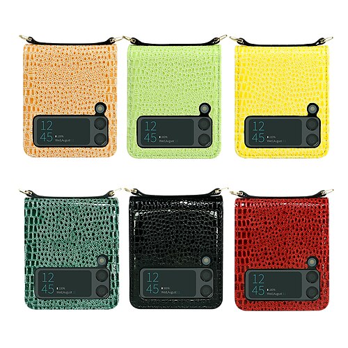 

Phone Case For Samsung Galaxy Flip Z Flip 3 Flip Crocodile Skin Prints PU Leather