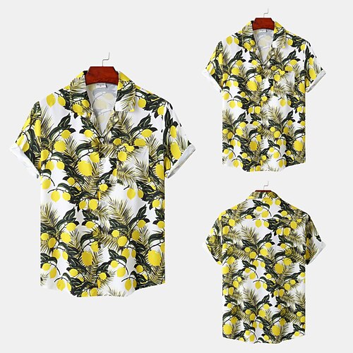 

Men's Shirt Other Prints Tree Geometry Turndown Home Street Print Short Sleeve Tops 2pcs Ethnic Style Vintage Streetwear western style White