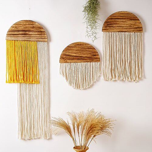 

Bohemian Style Moon Macrame Tapestry Wall Decoration Handmade Wall Hanging Decor 1Pc